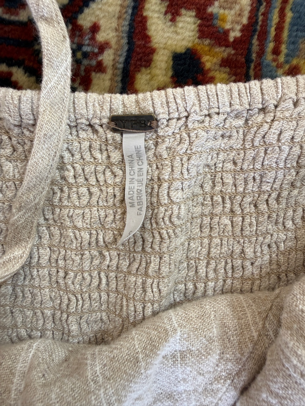 YFB Young Fabulous & Broke Linen Blend Maxi Dress S Oatmeal Coastal Boho Tiered - Picture 4 of 5